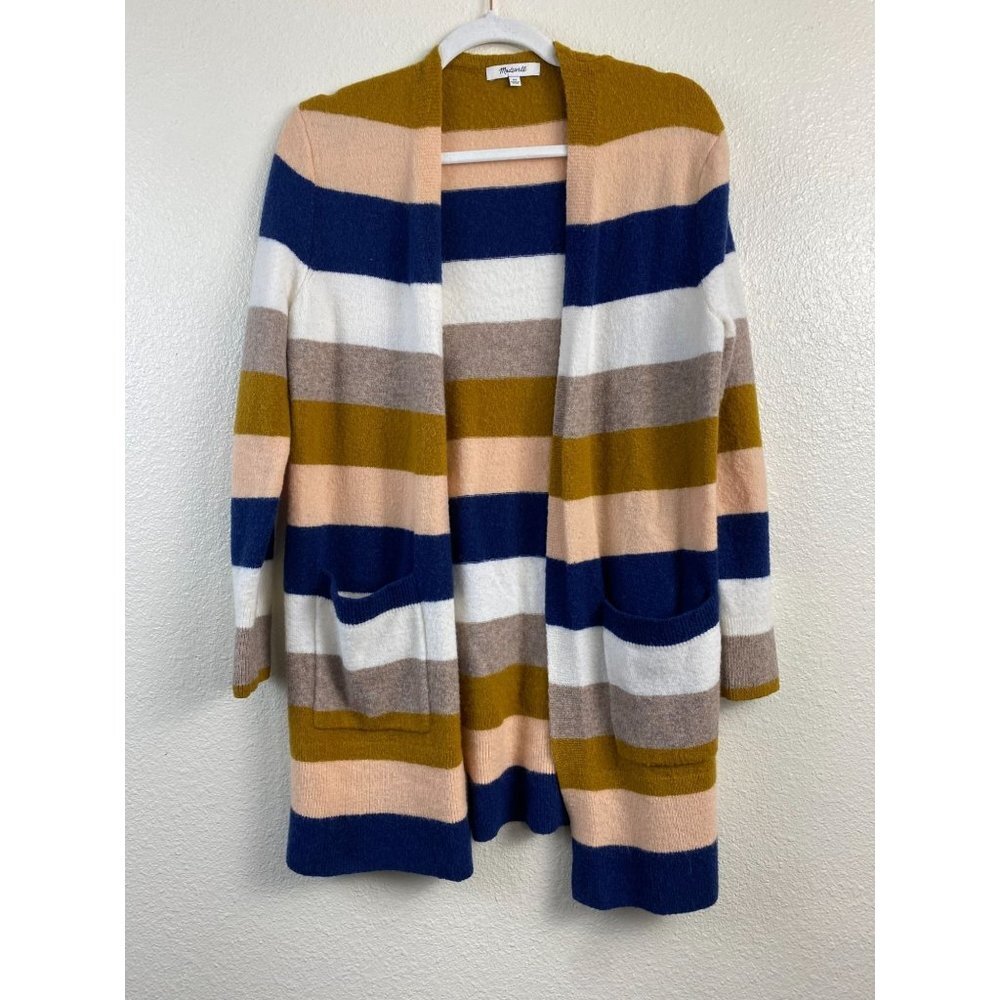 Madewell‎ Wool Alpaca Kent Cardigan Sweater Womens size XS Stripes Multicolor